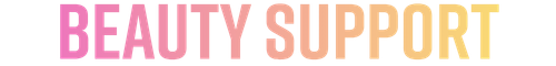 Text 'BEAUTY SUPPORT' in pink, orange, and yellow